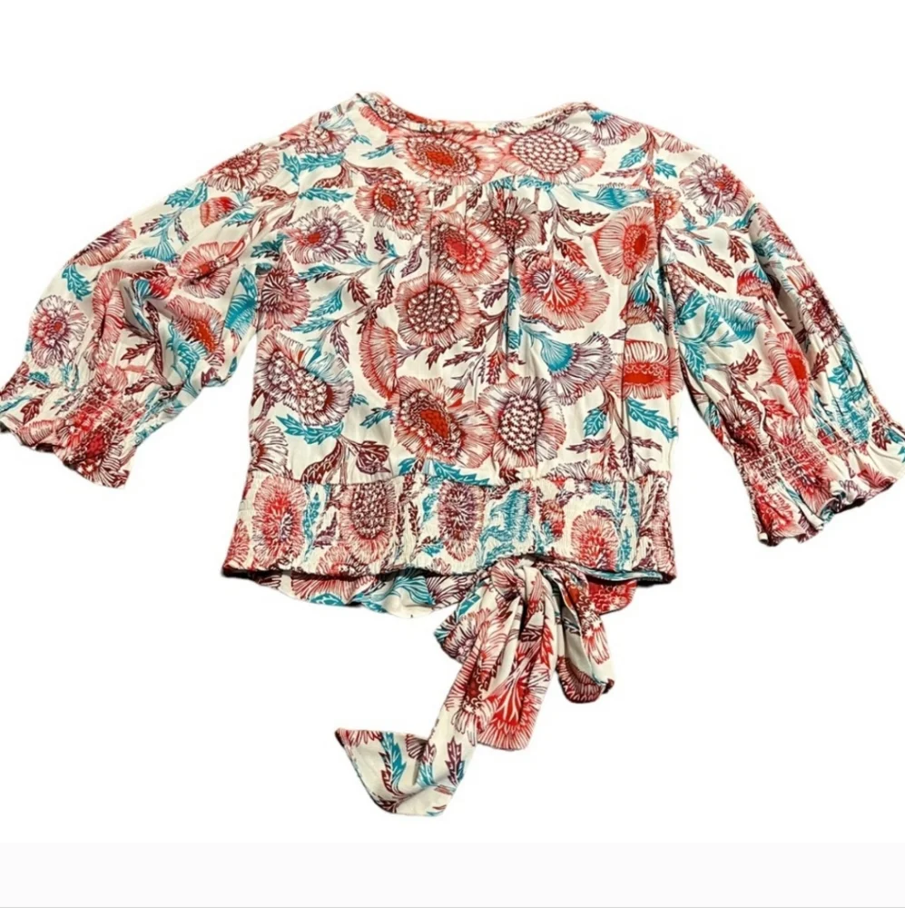 Anthropologie Tugboat Tie Waist Top